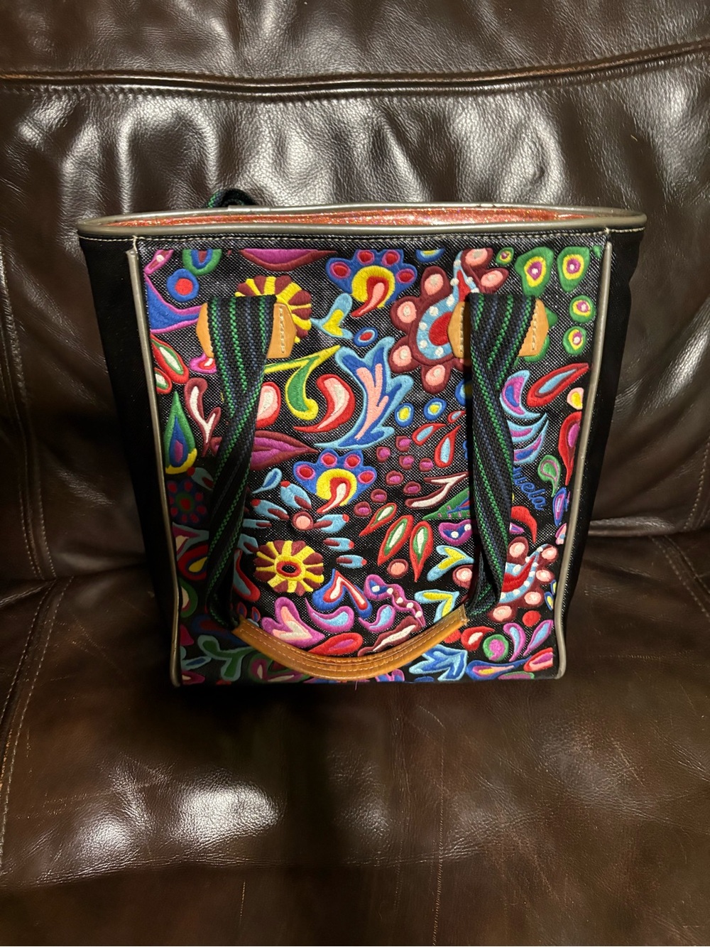 Consuela Multi-Color Floral Embroidered Tote